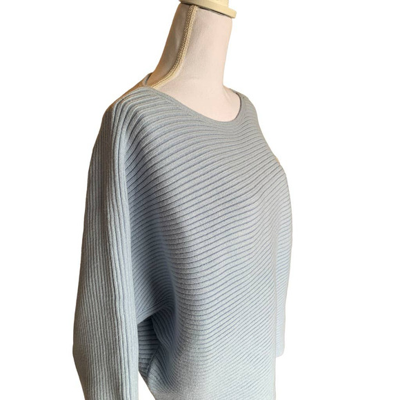 NWT Anthropologie 1x Blue Horizontal Ribbed Dolman Sweater - Picture 1 of 10